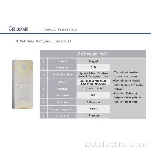 Cross-Linked Hyaluronic Acid Gel South Korean Brands Celosome Dermal Filler Gel Injection Factory